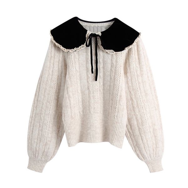 2021 new knitted women peter pan collar long sleeve fashion female sweater ladies pullover jumpers pyey, White;black
2021 new knitted women peter pan collar long sleeve fashion female sweater ladies pullover jumpers pyey, White;black