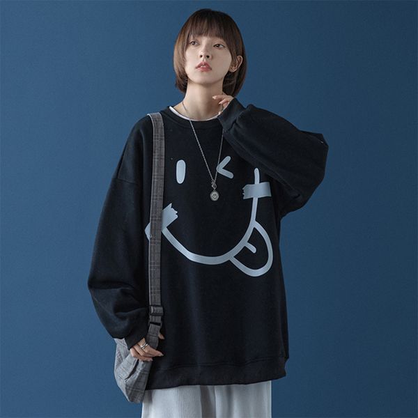 women hoodie 2021 spring autumn oversized funny smiley new cotton pullover fashion women's sweatshirt black white woman streetwear
women hoodie 2021 spring autumn oversized funny smiley new cotton pullover fashion women's sweatshirt black white woman streetwear