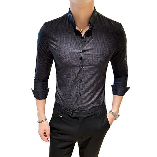 men's casual shirts 2021 boutique fashion houndstooth printing slim long-sleeved shirt party social male black and white, White;black
men's casual shirts 2021 boutique fashion houndstooth printing slim long-sleeved shirt party social male black and white, White;black