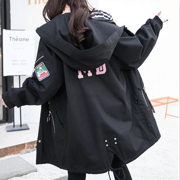 women's trench coats spring autumn women long loose windbreaker plus size letter casual coat ladies 2021 korean fashion full sleeve hoo, Tan;black
women's trench coats spring autumn women long loose windbreaker plus size letter casual coat ladies 2021 korean fashion full sleeve hoo, Tan;black