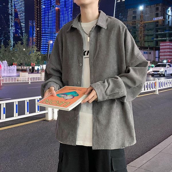men's casual shirts spring autumn couple men fashion corduroy loose shirt long sleeve solid color coat clothes outwear high stree, White;black
men's casual shirts spring autumn couple men fashion corduroy loose shirt long sleeve solid color coat clothes outwear high stree, White;black