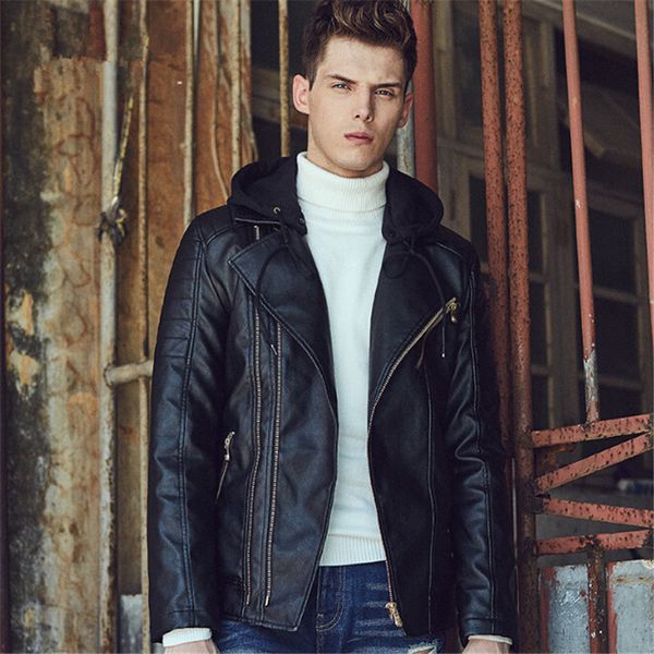 new winter leather jacket men hooded brand long warm jackets coats business slim fit parka f1qq, Black
new winter leather jacket men hooded brand long warm jackets coats business slim fit parka f1qq, Black