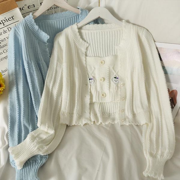 women's knits & tees two pieces spaghetti strap tank woman knitted print camis for women+long sleeve outwear casual cardigans female s, White
women's knits & tees two pieces spaghetti strap tank woman knitted print camis for women+long sleeve outwear casual cardigans female s, White