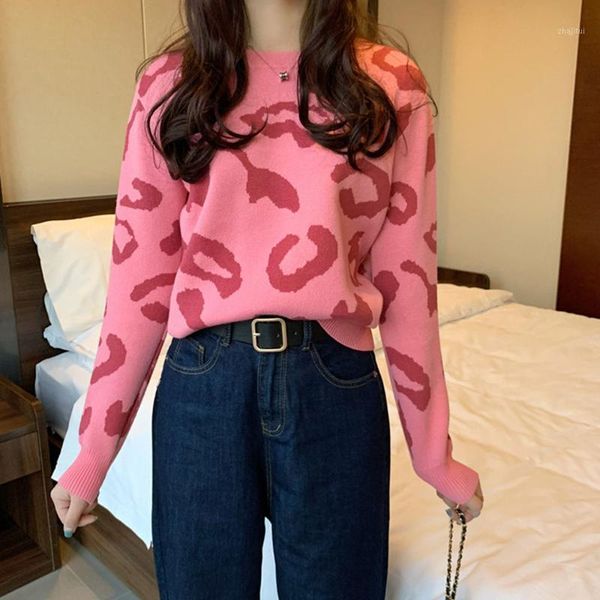 women's sweaters autumn leopard print long-sleeve knit sweater women korean version winter loose round neck sweet short pullover top, White;black
women's sweaters autumn leopard print long-sleeve knit sweater women korean version winter loose round neck sweet short pullover top, White;black