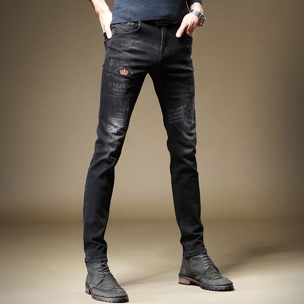 2021 printed embroidery black male fashion jeans fine fitting pencil pants winter style korean strain denim lmcy, White;black
2021 printed embroidery black male fashion jeans fine fitting pencil pants winter style korean strain denim lmcy, White;black