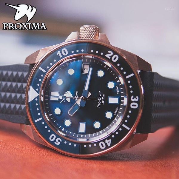 proxima 2021 diving watch automatic nh35 luxury sapphire crystal bronze 300m mechanical men's reloj hombre wristwatches, Slivery;brown
proxima 2021 diving watch automatic nh35 luxury sapphire crystal bronze 300m mechanical men's reloj hombre wristwatches, Slivery;brown