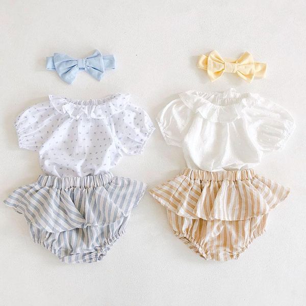 clothing sets korean style baby girls solid short sleeve shirt+striped pp shorts summer toddler clothes suit, White
clothing sets korean style baby girls solid short sleeve shirt+striped pp shorts summer toddler clothes suit, White