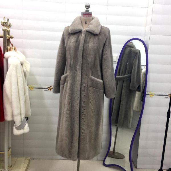 women's fur & faux imported women natural real long mink coat lapel belt style, Black
women's fur & faux imported women natural real long mink coat lapel belt style, Black