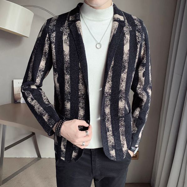men's suits & blazers striped knitted jacket, social club suit, vintage casual autumn and winter, in 2021, White;black
men's suits & blazers striped knitted jacket, social club suit, vintage casual autumn and winter, in 2021, White;black