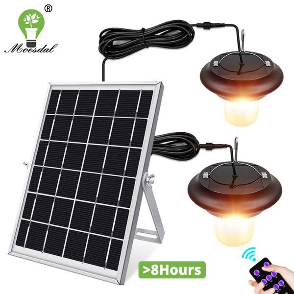 solar lamps light outdoor waterproof separate double head chandelier remote control timing indoor and courtyard aisle