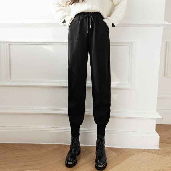 women's pants & capris autumn and winter woolen sports elastic high waist harem fashion casual boots, Black;white
women's pants & capris autumn and winter woolen sports elastic high waist harem fashion casual boots, Black;white