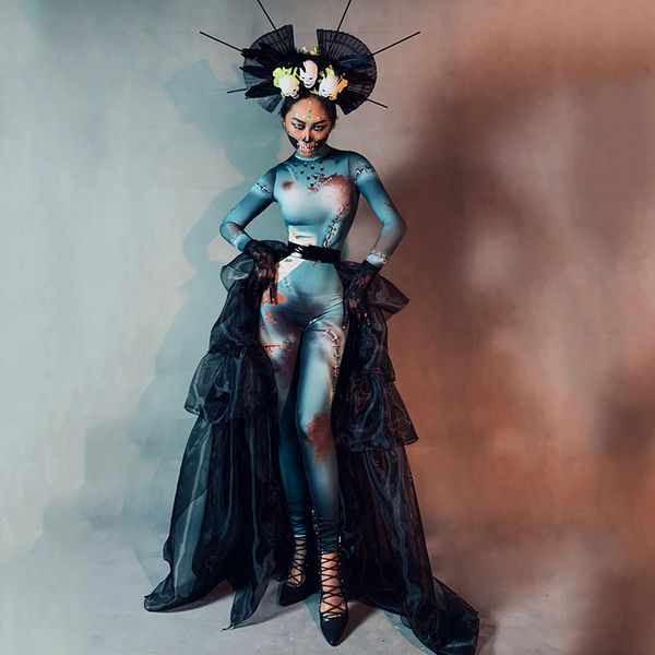 nightclub gogo dance costume bodysuit women black gauze tail skirt skull headdress witch halloween costume rave outfits vdb3196, Black;red
nightclub gogo dance costume bodysuit women black gauze tail skirt skull headdress witch halloween costume rave outfits vdb3196, Black;red