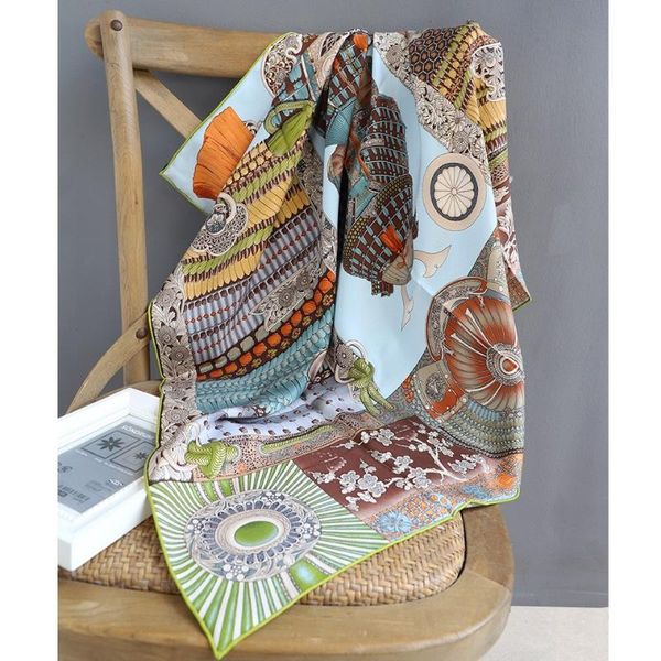 scarves classic print 100% silk scarf wraps shawl women luxury head hijab 35"x35", Blue;gray
scarves classic print 100% silk scarf wraps shawl women luxury head hijab 35"x35", Blue;gray