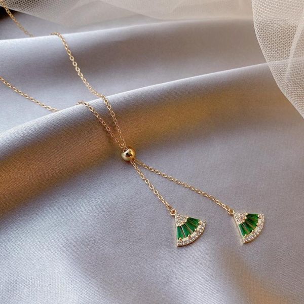pendant necklaces vintage classic green zircon sector necklace for women girls luxury gold sweater chain choker female party jewelry gift, Silver
pendant necklaces vintage classic green zircon sector necklace for women girls luxury gold sweater chain choker female party jewelry gift, Silver