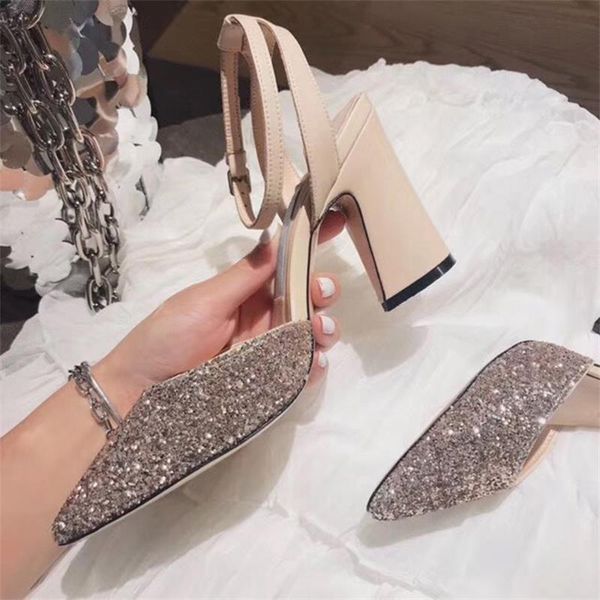 sandals spring and summer pointed thick heel high sequin bridal wedding shoes wild word buckle banquet dress female, Black
sandals spring and summer pointed thick heel high sequin bridal wedding shoes wild word buckle banquet dress female, Black