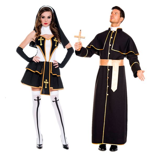 2021 new medieval costumes missionary pirest nun cosplay clothing men masquerade fancy women with headscarf c82t, Black
2021 new medieval costumes missionary pirest nun cosplay clothing men masquerade fancy women with headscarf c82t, Black
