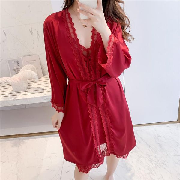 women's sleepwear women set pajamas for sleep wear dress robe silk robes nightdress, Black;red
women's sleepwear women set pajamas for sleep wear dress robe silk robes nightdress, Black;red