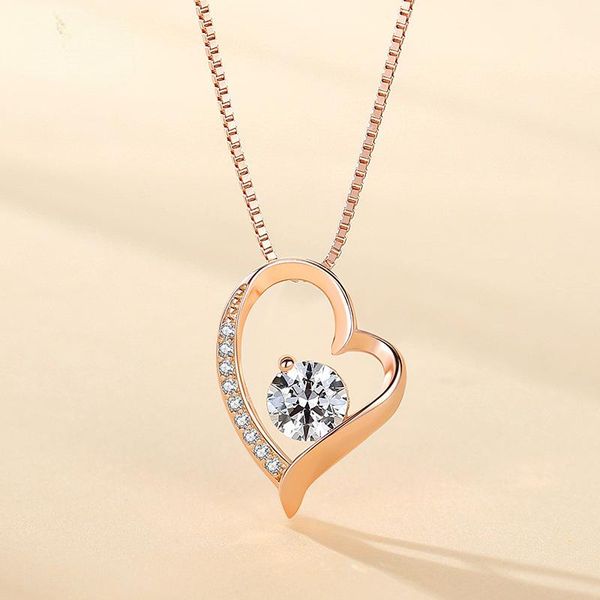 chains 925 sterling silver heart necklace female mo sang diamond pendant temperament versatile clavicle chain tanabata valentine's day
chains 925 sterling silver heart necklace female mo sang diamond pendant temperament versatile clavicle chain tanabata valentine's day