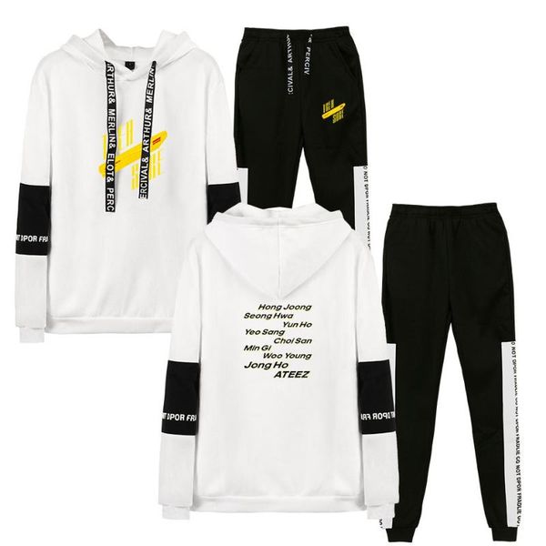 women's two piece pants ateez kpop fleece hooded pullover set women men long sleeve hip sweatshirt+sweatpants suit tracksuit sport, White
women's two piece pants ateez kpop fleece hooded pullover set women men long sleeve hip sweatshirt+sweatpants suit tracksuit sport, White