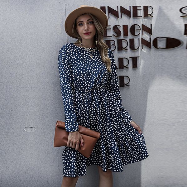 2021 autumn winter dot print casual ruffles o neck high waist slim knee length for women new fashion 7ag8, Black;gray
2021 autumn winter dot print casual ruffles o neck high waist slim knee length for women new fashion 7ag8, Black;gray