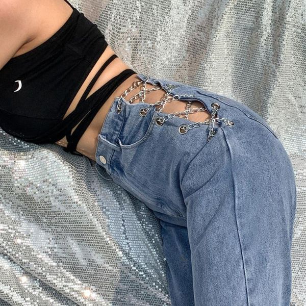 women's jeans harajuku high waist hollow out chain design slim woman 2021 leisure streetwear commute quality strgight pants, Blue
women's jeans harajuku high waist hollow out chain design slim woman 2021 leisure streetwear commute quality strgight pants, Blue
