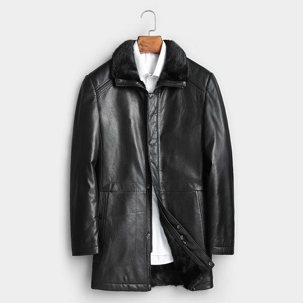 men's leather & faux real fur coat men sheepskin genuine jacket mink winter korean mens leahter casaco 873 yy1038, Black
men's leather & faux real fur coat men sheepskin genuine jacket mink winter korean mens leahter casaco 873 yy1038, Black