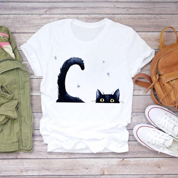 printing cartoon cat lovely women t shirt cute work style 90s print womens graphic female tee, White
printing cartoon cat lovely women t shirt cute work style 90s print womens graphic female tee, White