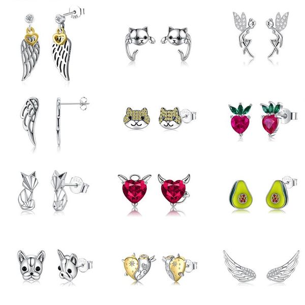 stud multicolor zircon earrings for women 925 sterling silver cute dog and heart earring women's fine gifts fruits wing jewelry, Golden;silver
stud multicolor zircon earrings for women 925 sterling silver cute dog and heart earring women's fine gifts fruits wing jewelry, Golden;silver