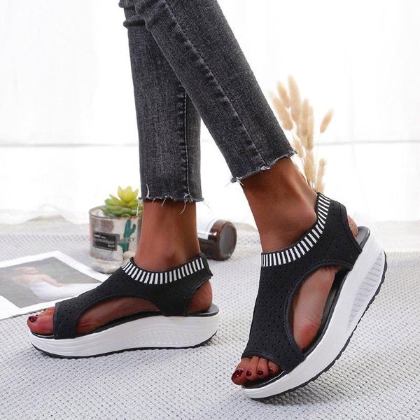 sandals fashion women ladies casual mesh shoes summer peep toe thick bottom comfortable breathable plus size d9#, Black 
sandals fashion women ladies casual mesh shoes summer peep toe thick bottom comfortable breathable plus size d9#, Black