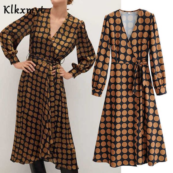 klkxmyt za dress women chic fashion wave point print v neck midi vintage long sleeve female es vestidos mujer 210527, Black;gray
klkxmyt za dress women chic fashion wave point print v neck midi vintage long sleeve female es vestidos mujer 210527, Black;gray
