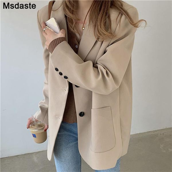 women's suits & blazers women blazer jackets turn-down neck khaki black female wear casual solid blaser coats straight outwear woman, White;black
women's suits & blazers women blazer jackets turn-down neck khaki black female wear casual solid blaser coats straight outwear woman, White;black