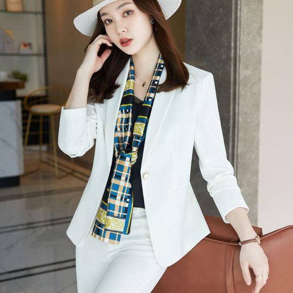 two piece dress autumn korean business women's two-piece suit white long sleeved jacket coat and trousers work clothes set
two piece dress autumn korean business women's two-piece suit white long sleeved jacket coat and trousers work clothes set