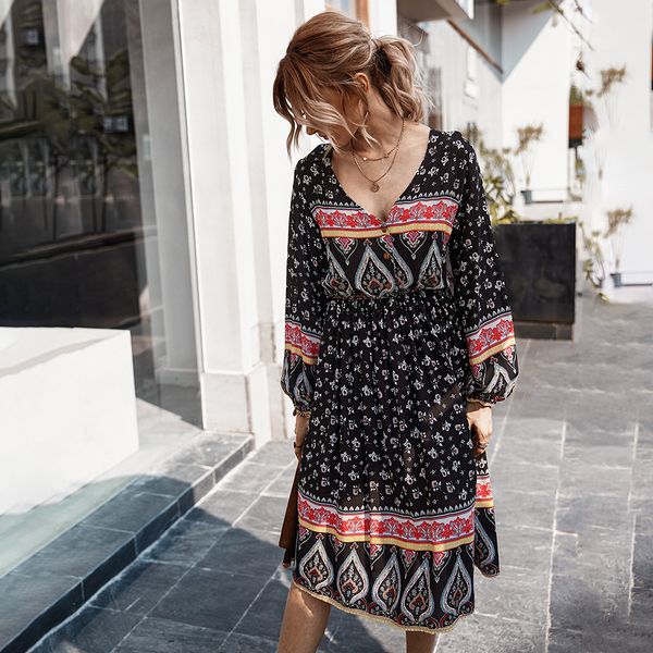 spring summer 2021 new elegant women's bohemian floral print ladies a-line full sleeve v-neck holiday style long qd0l, Black;gray
spring summer 2021 new elegant women's bohemian floral print ladies a-line full sleeve v-neck holiday style long qd0l, Black;gray
