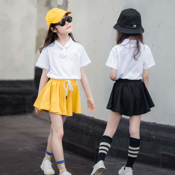 girls' casual korean suit western style summer wear two piece set of children's cotton short sleeve t-shirt and shorts, White
girls' casual korean suit western style summer wear two piece set of children's cotton short sleeve t-shirt and shorts, White