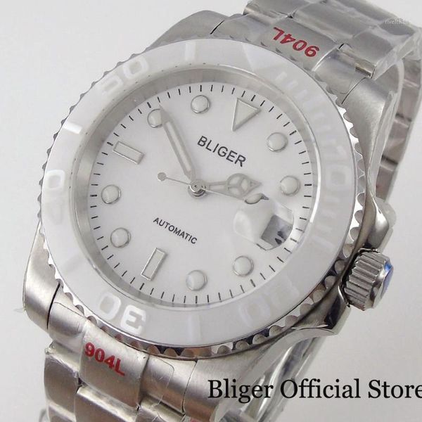 brand 40mm white mechanical men watch nh35a miyota 8215 movement brushed oyster strap adjustable clasp luminous marks wristwatches, Slivery;brown
brand 40mm white mechanical men watch nh35a miyota 8215 movement brushed oyster strap adjustable clasp luminous marks wristwatches, Slivery;brown