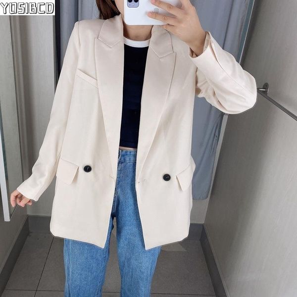 yosibcd women 2021 fashion double breasted loose fitting blazer coat vintage long sleeve pockets female outerwear chic, White;black
yosibcd women 2021 fashion double breasted loose fitting blazer coat vintage long sleeve pockets female outerwear chic, White;black