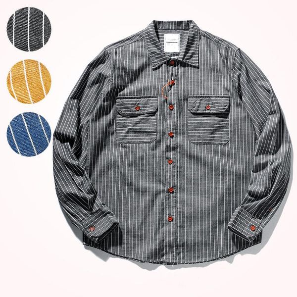 men's casual shirts 2021 spring striped shirt japanese fashion long sleeve retro pure cotton washed old multi pocket cargo, White;black
men's casual shirts 2021 spring striped shirt japanese fashion long sleeve retro pure cotton washed old multi pocket cargo, White;black