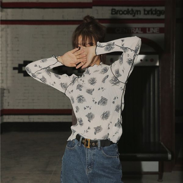 2021 new vintage t long sleeve floral print white tee shirt turtle neck underwear women korean style fall zef5
2021 new vintage t long sleeve floral print white tee shirt turtle neck underwear women korean style fall zef5