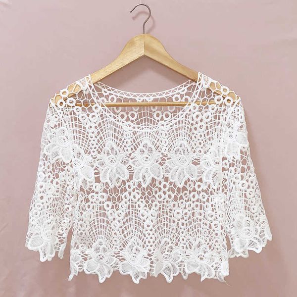women's blouses & shirts o-neck crop women summer floral lace crochet half sleeve beach wear cover up hollow out bea 51bf, White
women's blouses & shirts o-neck crop women summer floral lace crochet half sleeve beach wear cover up hollow out bea 51bf, White