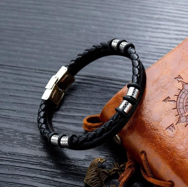 charm bracelets fashion rock stainless steel buckle double layer leather bracelet simple casual jewelry gift, Golden;silver
charm bracelets fashion rock stainless steel buckle double layer leather bracelet simple casual jewelry gift, Golden;silver