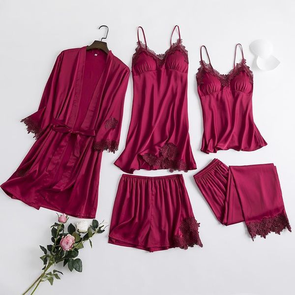 5pcs robe set womens sleepwear sets nightgown new nightwear kimono robe gown intimate lingerie lace nightdress bathrobe, Black;red
5pcs robe set womens sleepwear sets nightgown new nightwear kimono robe gown intimate lingerie lace nightdress bathrobe, Black;red