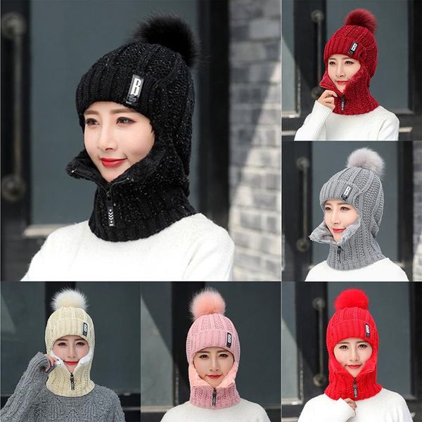 beanie/skull caps women wool knitted hat ski sets for female windproof winter outdoor knit warm thick siamese scarf collar girl gift, Blue;gray 
beanie/skull caps women wool knitted hat ski sets for female windproof winter outdoor knit warm thick siamese scarf collar girl gift, Blue;gray