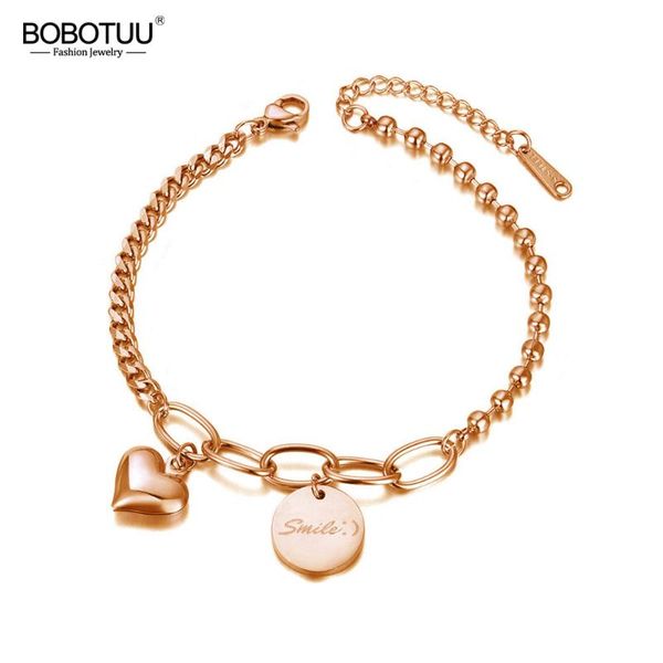 link, chain bobotuu fashion stainless steel smile tag heart charm bracelets for women bohemia rose gold link bracelet jewelry bb20086, Black
link, chain bobotuu fashion stainless steel smile tag heart charm bracelets for women bohemia rose gold link bracelet jewelry bb20086, Black