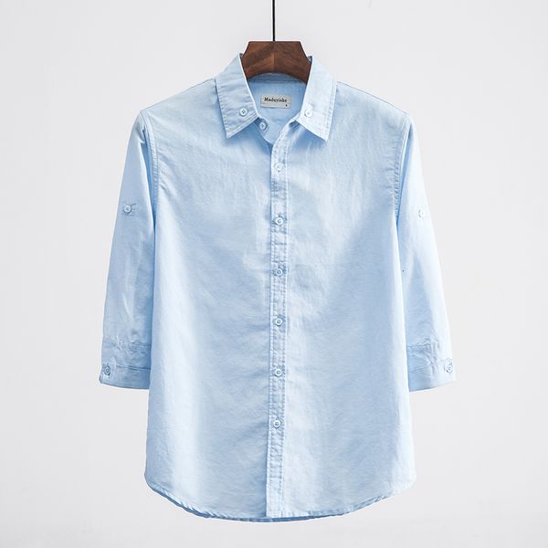 2021 summer new blue men solid casual three quarter shirt male fashion turn-down collar mens shirts brand comfortable chemise e8ob, White
2021 summer new blue men solid casual three quarter shirt male fashion turn-down collar mens shirts brand comfortable chemise e8ob, White