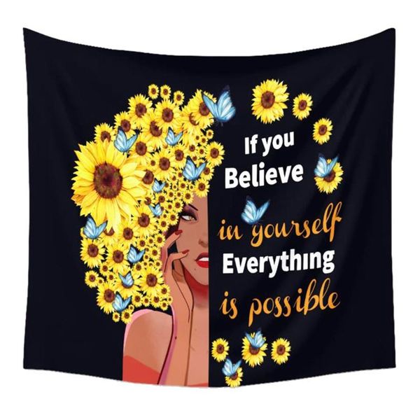 tapestries sunflower girl wall tapestry with inspirational for bedroom living dining room dorm decor