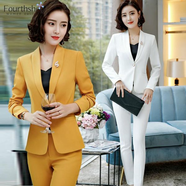 women's two piece pants fashion pant suits office lady business work uniform 2 blazer set autumn spring formal jacket suit female, White
women's two piece pants fashion pant suits office lady business work uniform 2 blazer set autumn spring formal jacket suit female, White