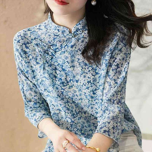 chinese style women spring summer chiffon blouses lady casual stand collar printed chinese knot collar blusas dd8952, White
chinese style women spring summer chiffon blouses lady casual stand collar printed chinese knot collar blusas dd8952, White