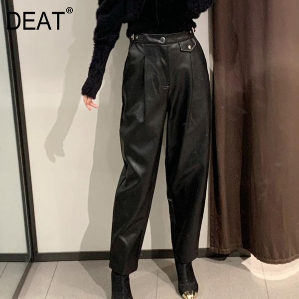 deat new autumn winter fashion casual black straight thin faux leather plus velvet high waist wide leg long pants women sg384, Black;white
deat new autumn winter fashion casual black straight thin faux leather plus velvet high waist wide leg long pants women sg384, Black;white