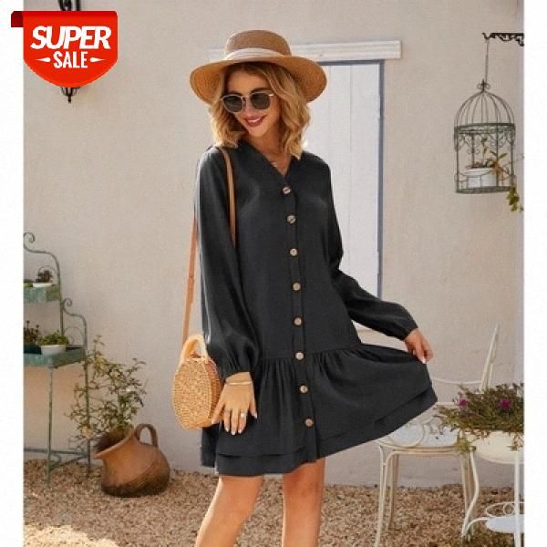 v-neck button long sleeve solid color dress 2020 autumn new women's mini fashion temperament commuting relaxed leisure plus size #z39n, White;black
v-neck button long sleeve solid color dress 2020 autumn new women's mini fashion temperament commuting relaxed leisure plus size #z39n, White;black