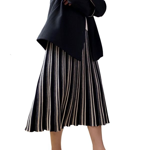 2021 a-line autumn pleated high waist striped skirt femme elegant jupe saia women knitted skirts lz2z, Black
2021 a-line autumn pleated high waist striped skirt femme elegant jupe saia women knitted skirts lz2z, Black